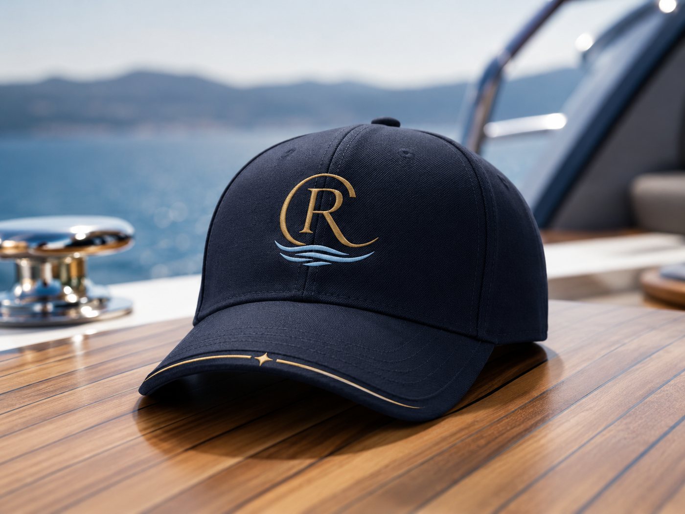 Cappello navy Carlo Rinaldi con monogramma CR